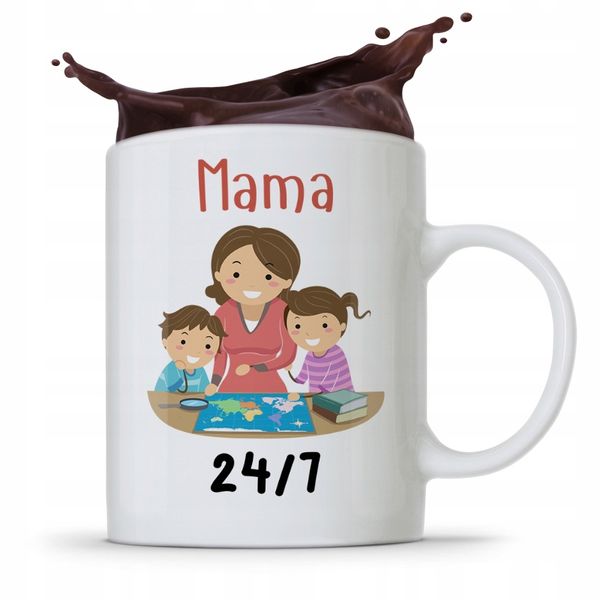 Kubek Prezent Urodzinowy Dla Mamy Matki Mama 24/7 Z Nadrukiem Ze Zdjęciem zdjęcie 1