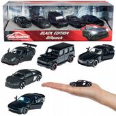 ZESTAW 5 POJAZDÓW BLACK EDITION METALOWE AUTA MERCEDES AUDI BRABUS RESORAKI