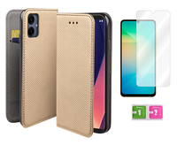 Etui z klapką do SAMSUNG GALAXY A06 5G pokrowiec złoty + szkło na ekran 9H