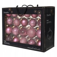 Różowe Szklane Bombki Choinkowe 42szt 5/6/7cm Ozdoby Świąteczne na Choinkę