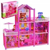 DUŻY DOMEK DLA LALEK MEBLE LALKI MEBLE 3 PIĘTRA