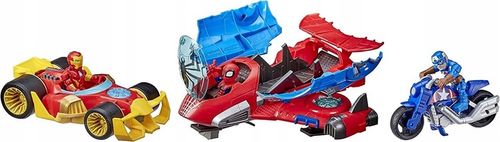SPIDEY ZESTAW 3 FIGUREK I POJAZDÓW AVENGERS SPIDERMAN IRON MAN i KAPITAN na Arena.pl