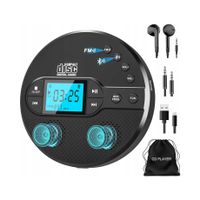 Discman odtwarzacz CD 2000mAh FM AUX USB Bluetooth 5.1 LCD podwójny głośnik