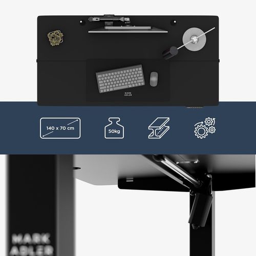 Biurko regulowane elektryczne MARK ADLER czarne komputerowe uchwyt na Arena.pl