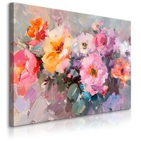 Obraz Na Płótnie Do Salonu Jadalni Malowane Polne Kwiaty 90cm x 60cm