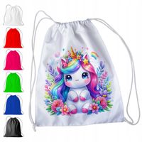 BIAŁY WOREK DO PRZEDSZKOLA SZKOŁY, NA WF - UNICORN NA ŚWIĘTA