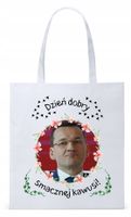 Mateusz Morawiecki Pis Torba Eco Biała Shopper Z Nadrukiem Ze Zdjęciem