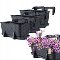 KADAX 3x Skrzynka Balkonowa Doniczka 40cm Uchwyty