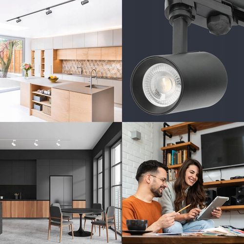 Zestaw szynowy 3 fazowy szyna 2m, 4x oprawa SPECTRUM CZARNY komplet na Arena.pl