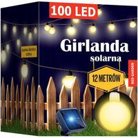 GIRLANDA SOLARNA OGRODOWA LAMPKI SOLARNE 100 ŻARÓWEK LED NA BALKON 14metrów