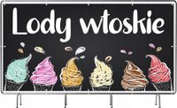 BANER REKLAMOWY 100x50cm z gotowego projektu PYSZNE LODY WŁOSKIE plandeka