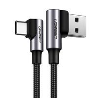 kątowy kabel przewód w oplocie usb - usb-c quick charge 3.0 0.5m szary