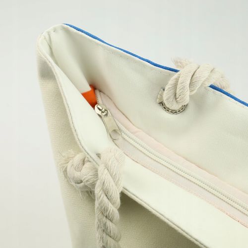 TORBA PLAŻOWA MIEJSKA MATERIAŁOWA Z PODSZEWKĄ SHOPPER NA RAMIĘ Z ZAMKIEM na Arena.pl