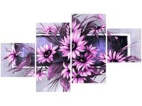 90CM 160 OBRAZ 4 ELEM SŁONECZNIKI FIOLECIE ŚCIENNY