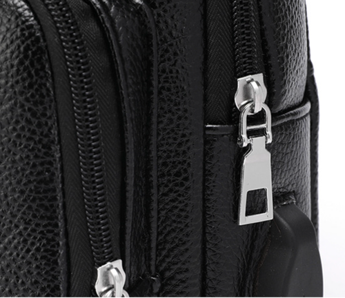 Elegancka nerka pojemna saszetka na ramię torba plecak ekoskóra usb czarna na Arena.pl