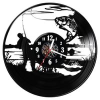 Zegar ścienny z płyty winylowej Wędkarz 328.14