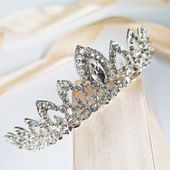 DIADEM srebrny na ślub Panieński wesele błyszczący KOKONET 4-0175