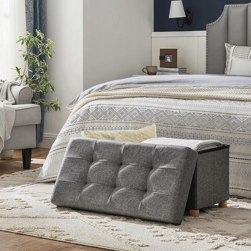 Ławka ZE SCHOWKIEM do siedzenia 76 x 40 x 38 PUFA podnóżek TABORET na Arena.pl