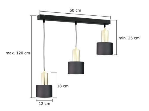 Lampa wisząca 3xE27 LUCE BLACK GOLD na Arena.pl