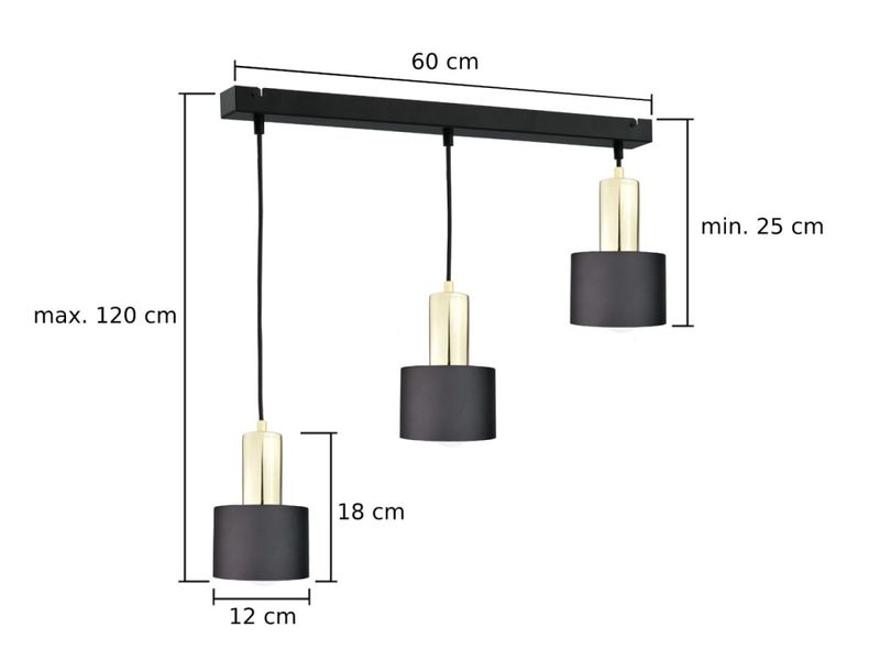Lampa wisząca 3xE27 LUCE BLACK GOLD zdjęcie 4