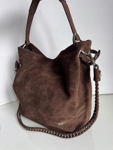 Torba Flora&Co torebka duża worek zamsz zamszowa eco brązowa czekoladowy na Arena.pl