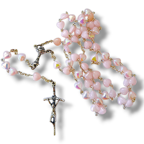 Różaniec Serce Opalizowane Różowe 6Mm na Arena.pl