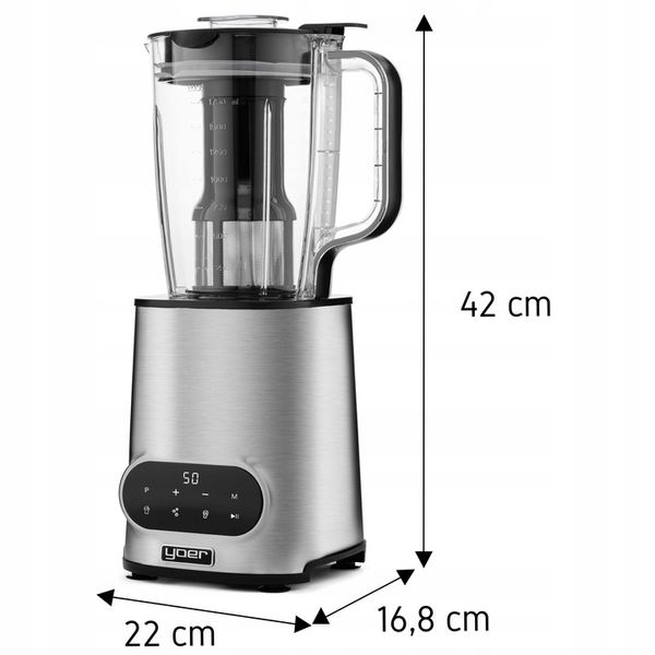 Blender kielichowy Automatyczny Tritan Yoer INOX 2,4L 2200W +Sito do soku zdjęcie 6