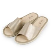 Pantofle damskie złote metaliczne skóra