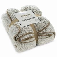 Koc Narzuta 150x200 Bukla KOALA beż+biały Sherpa Eurofirany Gruby 250gsm
