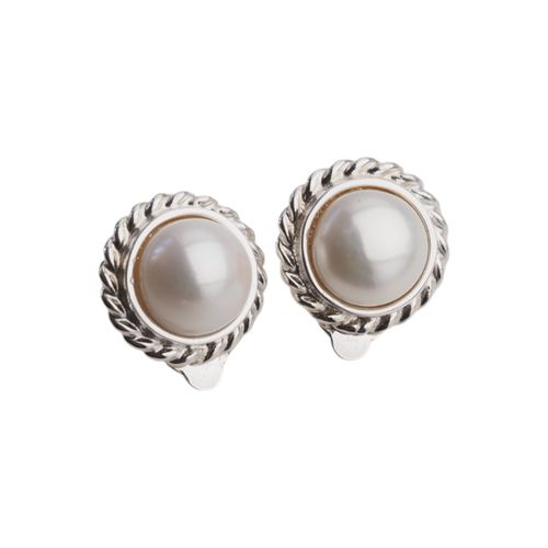 Klipsy - Perły białe koło w srebrze na Arena.pl