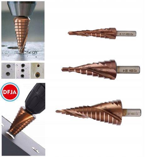 WIERTŁA KOBALTOWE STOPNIOWE STOŻKOWE DO METALU STALI ZESTAW HSS CO/M35 na Arena.pl