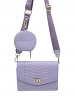 Victoria J. - torebka listonoszka portfelik przeszycia fioletowy VJ-957