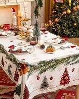 ŚWIĄTECZNY OBRUS NA STÓŁ 5w1 Z Serwetkami Prostokątny Czerwony 150x220 cm