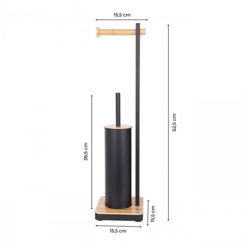 Zestaw łazienkowy czarny kosz na śmieci 3L stojak na papier szczotka WC na Arena.pl