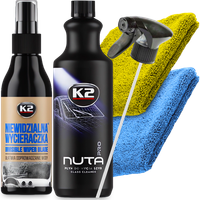 K2 Nuta Płyn Do Mycia Szyb + Vizio Niewidzialna Wycieraczka + 2x Mikrofibra