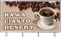 BANER REKLAMOWY na siatce mesh 100x50 cm gotowy projekt KAWA CIASTO DESERY