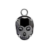 Charms - czarna czaszka - PREMIUM CRYSTAL srebrny