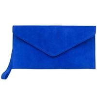 VERA PELLE torebka damska zamszowa kopertówka listonoszka V646 chabrowa