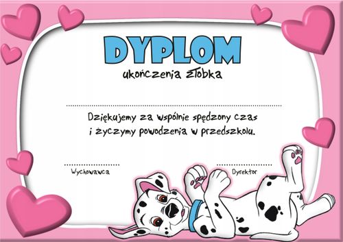 Dyplom UKOŃCZENIA ŻŁOBKA przedszkola A4 druk na Arena.pl