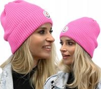 Modna Czapka Jesienna Damska Neonowy Róż n1