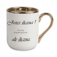 Kubek z Twoim nadrukiem ze złotym uchwytem zdjęcie prezent JESTEŚ ŚLICZNA