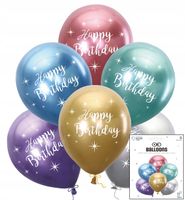 ZESTAW BALONÓW Z NADRUKIEM NA URODZINY HEPPY BIRTHDAY METALICZNE DEKORACJA
