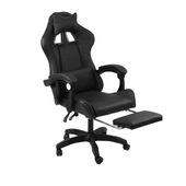 Fotel biurowy HILE LP209B-B – czarny, obrotowy z podnóżkiem, ergonomiczny fotel do pracy i relaksu