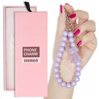 BRELOK CHARMS Zawieszka Quick Do Telefonu FIOLETOWY MIŚ Z KORALIKAMI