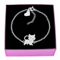 BRANSOLETKA SREBRNA DZIECIĘCA KOTEK I SERCE SREBRO 925 GRAWER