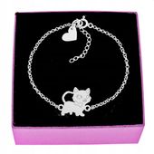BRANSOLETKA SREBRNA DZIECIĘCA KOTEK I SERCE SREBRO 925 GRAWER