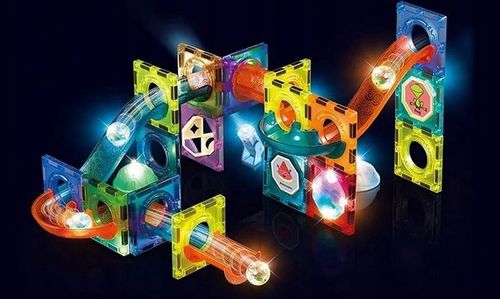 Klocki magnetyczne tor kulkowy zestaw 110 elementów na Arena.pl