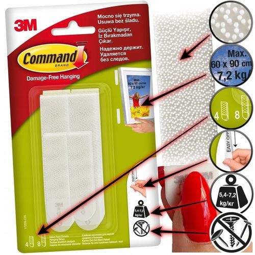 COMMAND Rzepy samoprzylepne d Wieszania Obrazów do 7,2kg Zestaw na Arena.pl