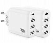 Ładowarka CREAPICO 35W 4 porty USB C i A Szybkie Ładowanie Zestaw 2 sztuki