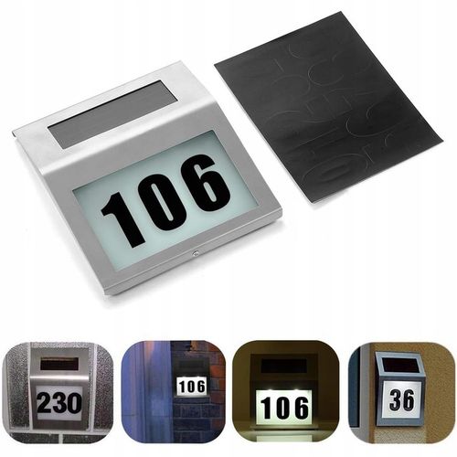 PODŚWIETLANY NUMER DOMU TABLICZKA LAMPA LED SOLARNA CZUJNIK STAL na Arena.pl